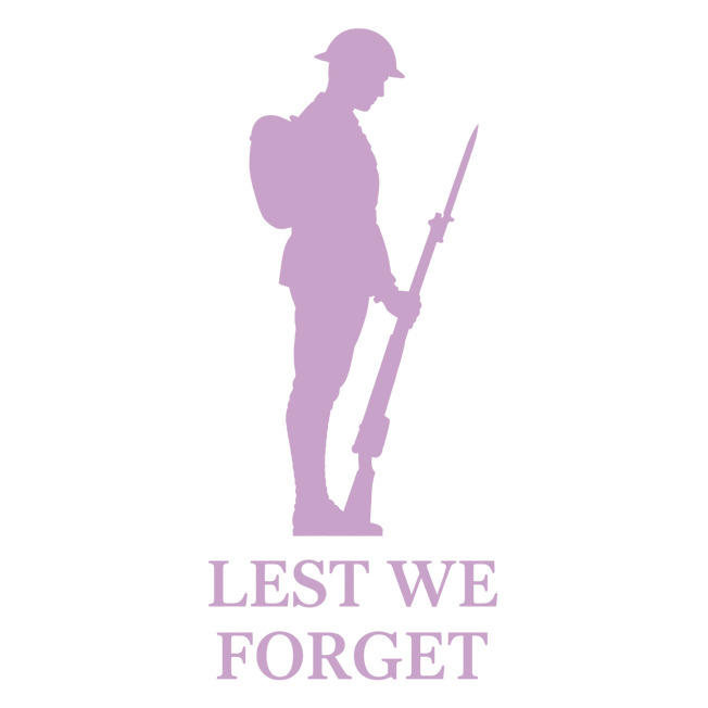 Lest We Forget Tommy soldier silhouette design in lilac
