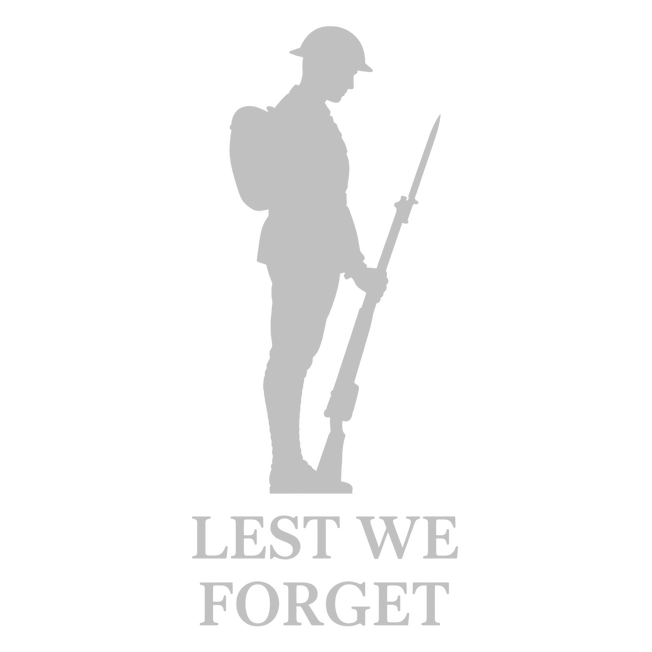 Lest We Forget Tommy soldier silhouette design in silver